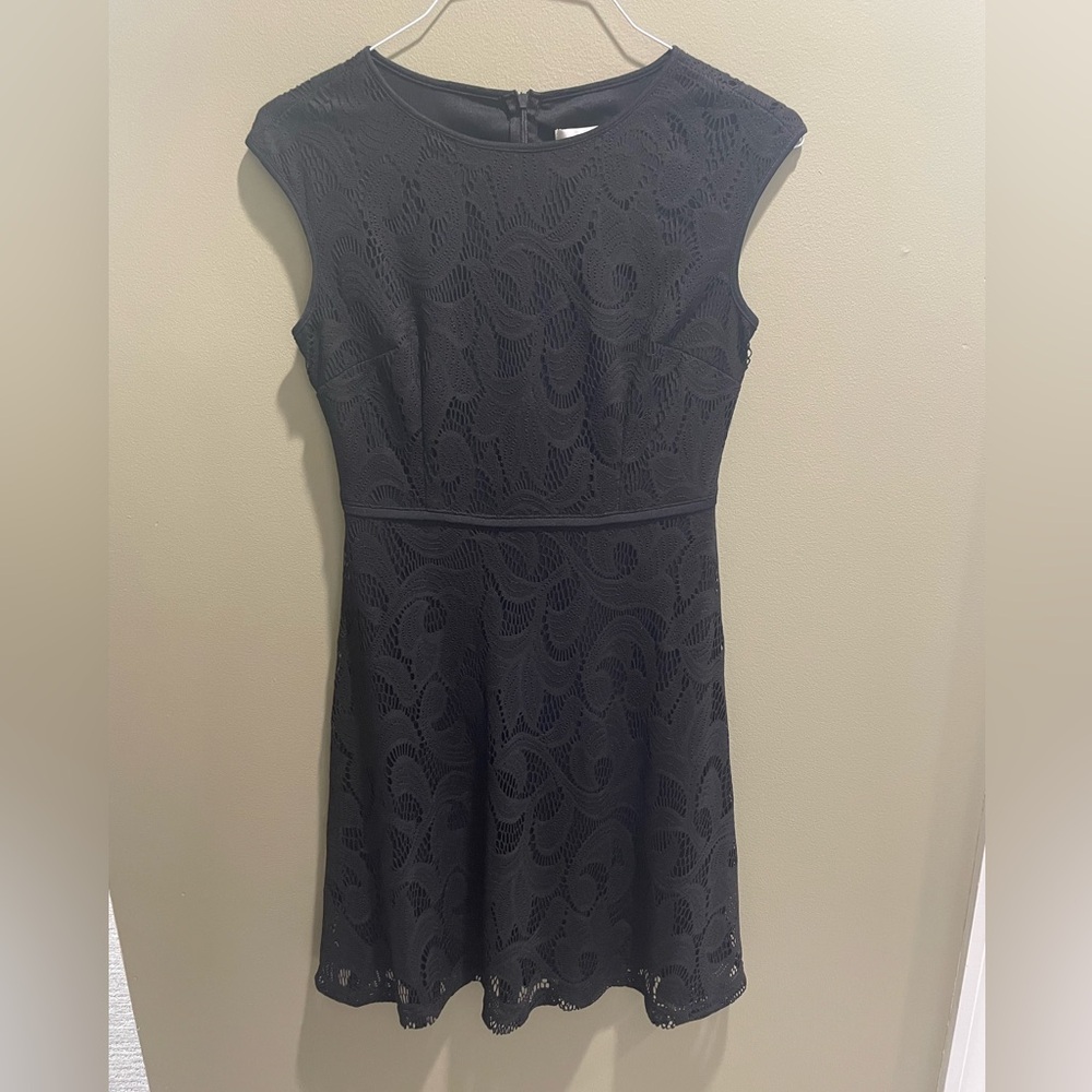 Petite Black Lace Cocktail Dress
